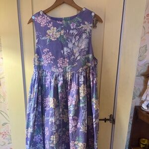 Vintage Laura Ashley dress size uk 10 us 8 purple floral buttons cotton